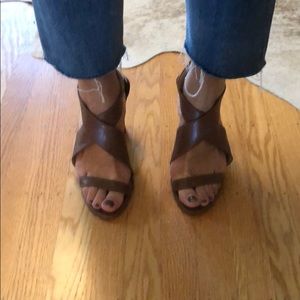 Via Spiga Brown Leather Mules